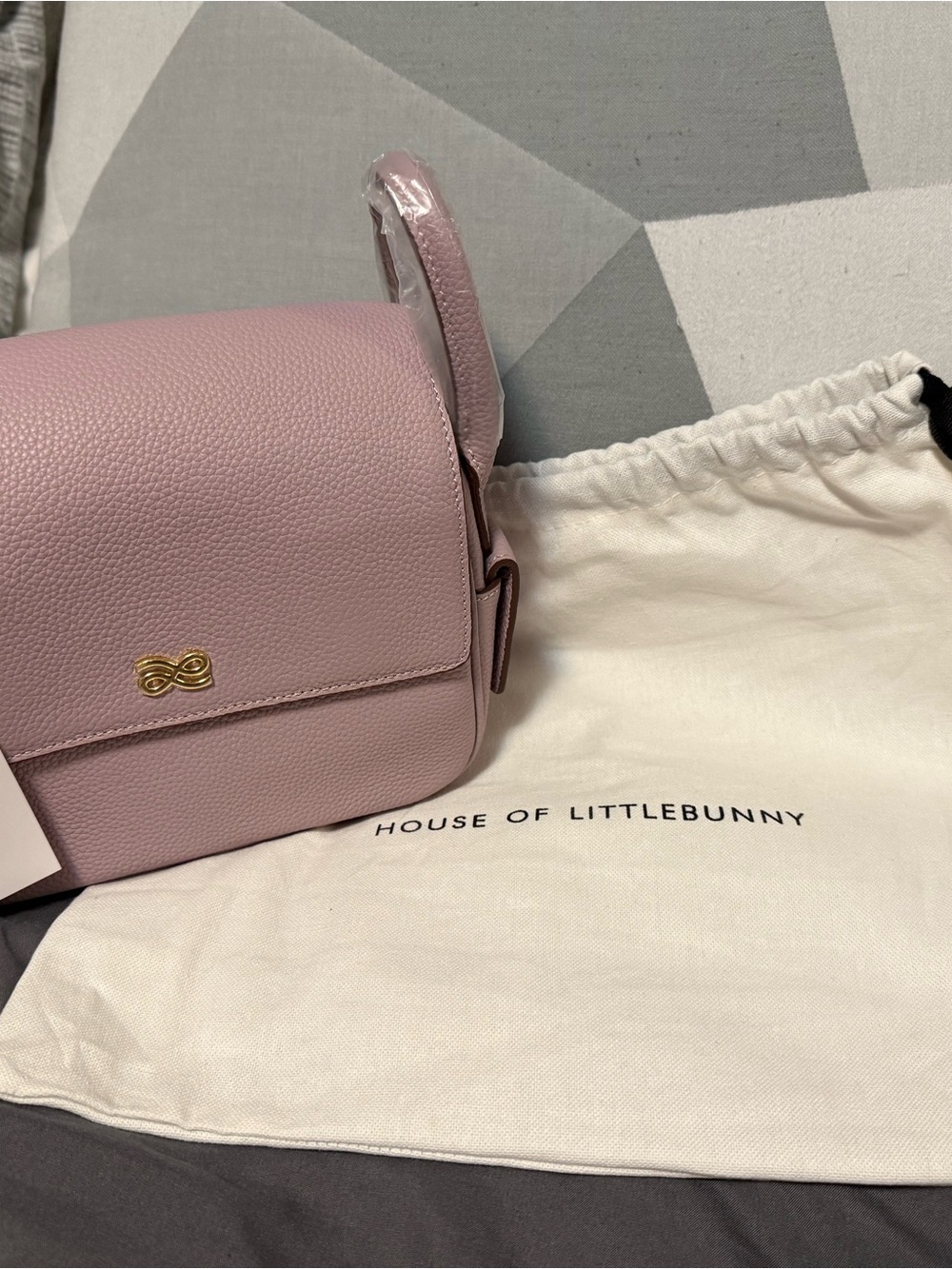 House of Littlebunny Pink Pebbled Leather Crossbody Bag
